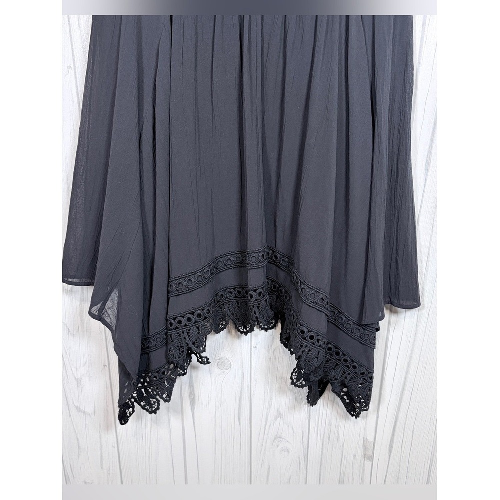 Isabel Marant Étoile Black Cotton Handkerchief Hem Eyelet Lace Boho Skirt 42/L - Picture 7 of 12
